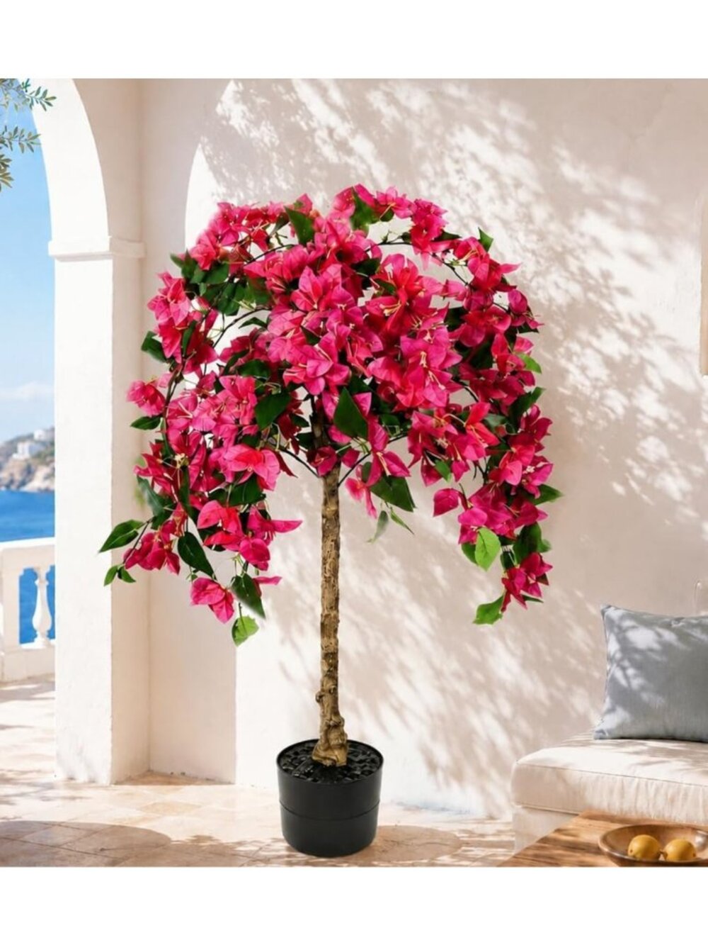 3.7FT Faux Bougainvillea Tree - Realistic Silk Floral Potted Plant for Home